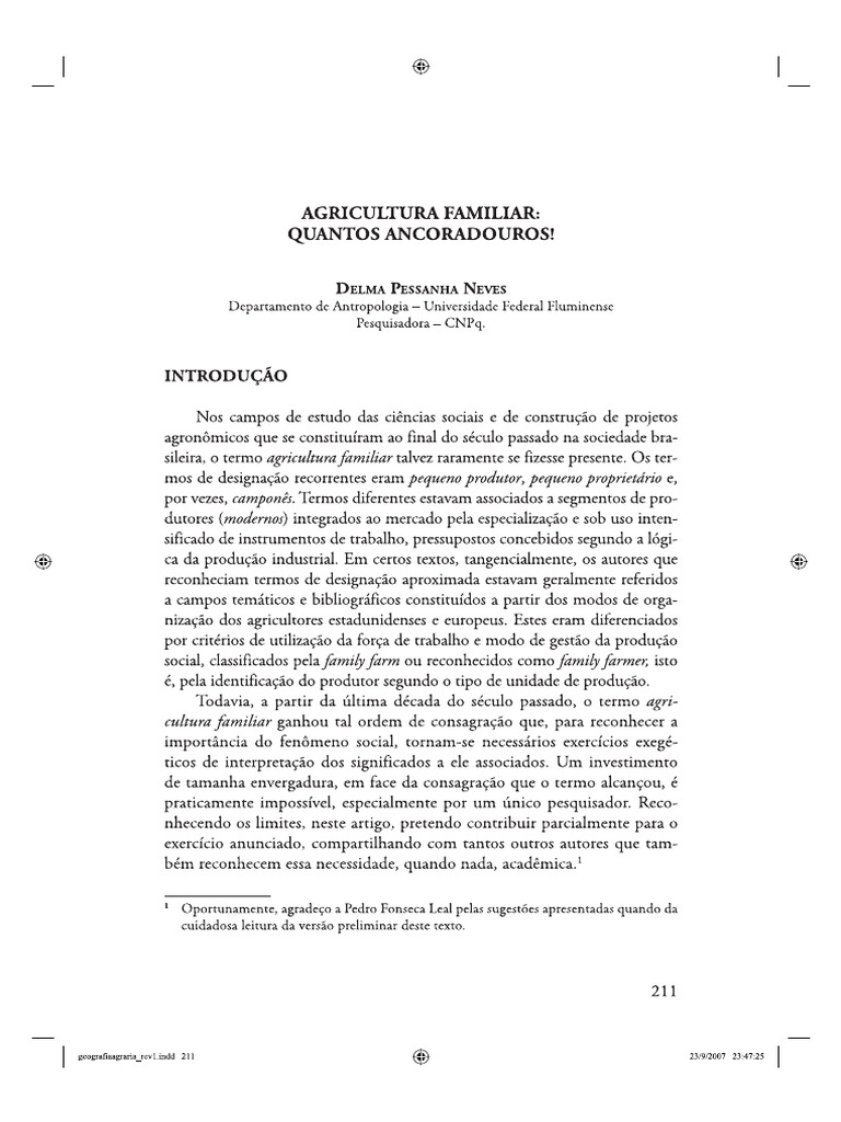 Agricultura Familiar: Quantos Ancoradouros | PDF