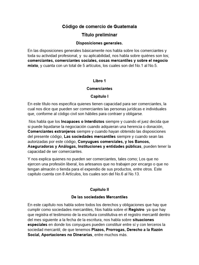Código De Comercio De Guatemala Pdf Sociedad De Responsabilidad