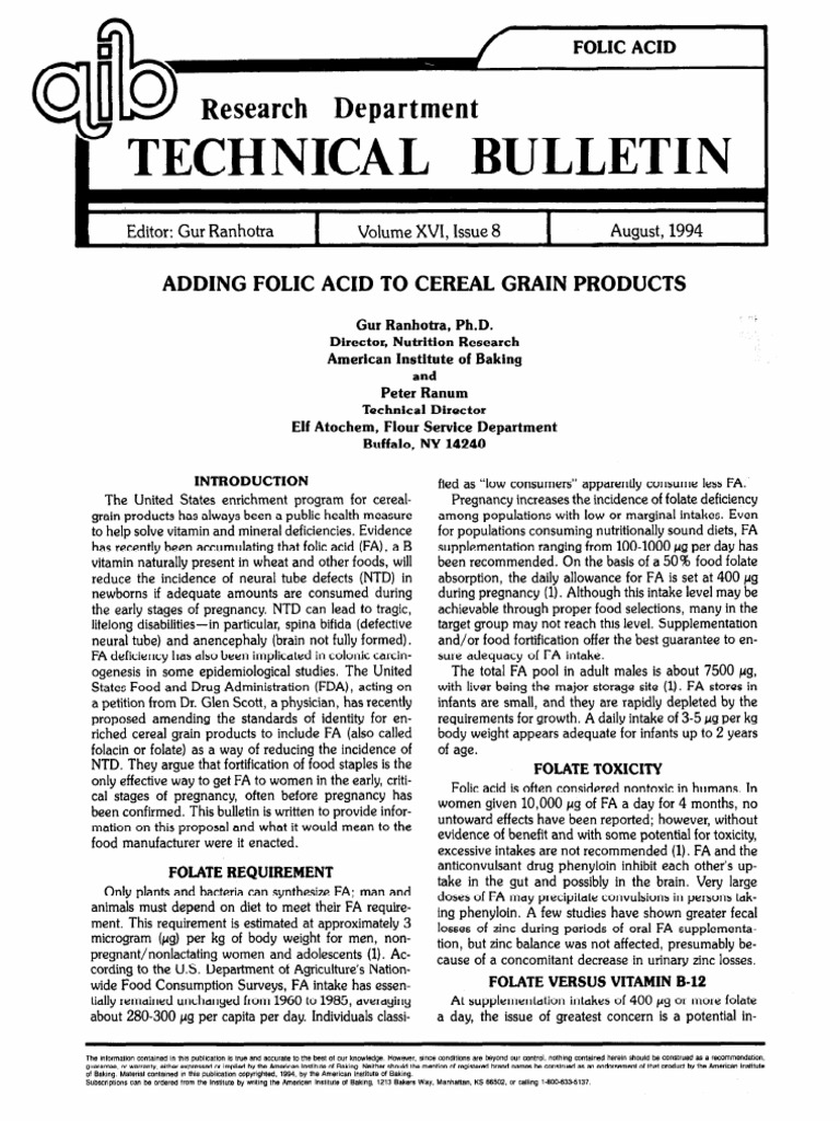 Adding Folic Acid To Cereal Grain Products | PDF | Dietary Supplements
