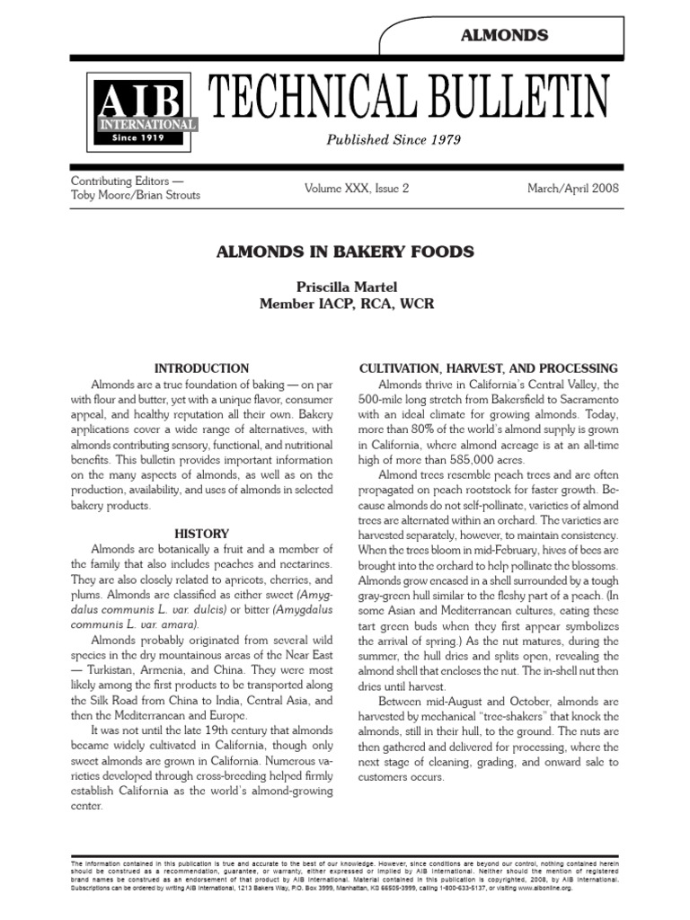 Almonds in Bakery Foods Overview | PDF | Almond | Fat