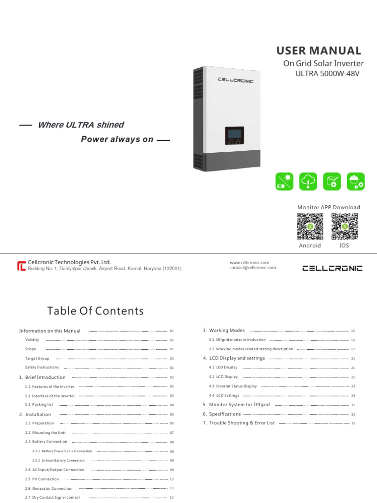 ULTRA-5000W-Dual-MPPT-Hybrid-Inverter-Manual | PDF | Power Inverter ...