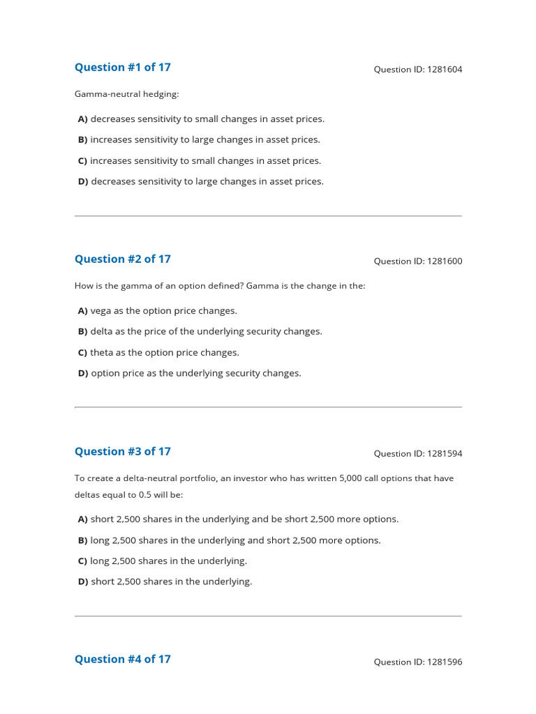 Reading 60 Option Sensitivity Measures The Greeks Pdf Greeks