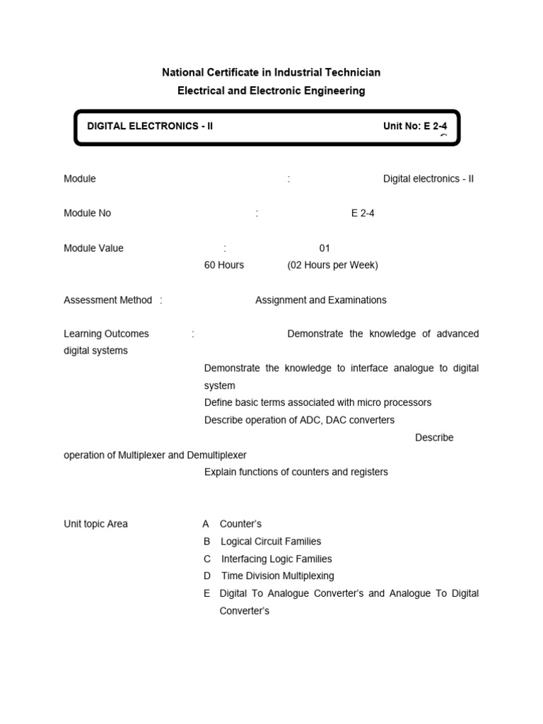 NDIT 2nd Digital Electronics | PDF | Logic Gate | Digital Electronics
