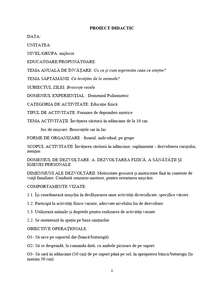 Proiect Model I - Educație Fizică | PDF