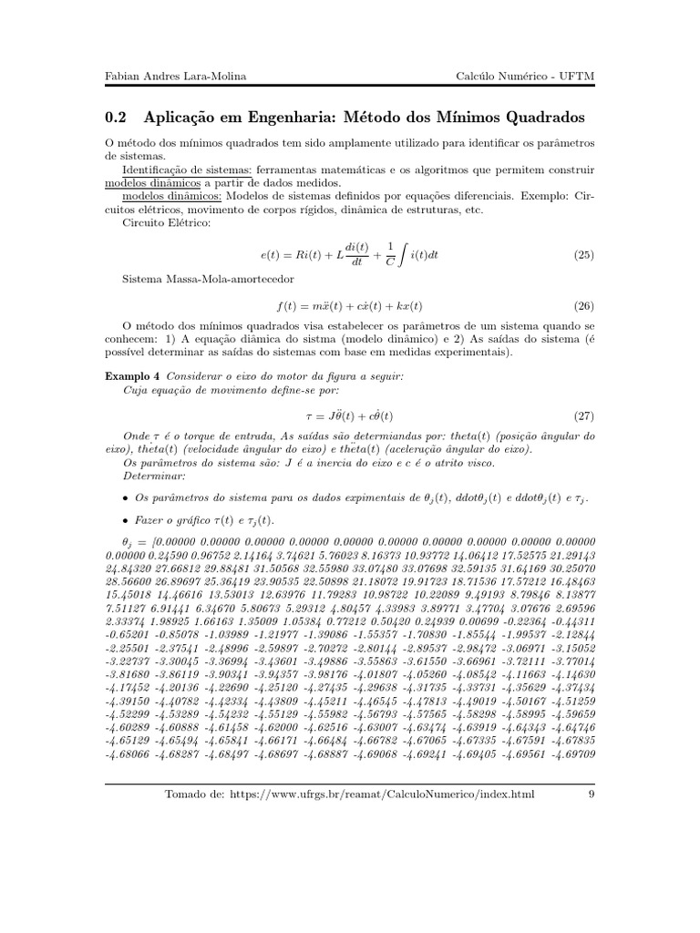Método dos Mínimos Quadrados em Engenharia | PDF | Equações | Física