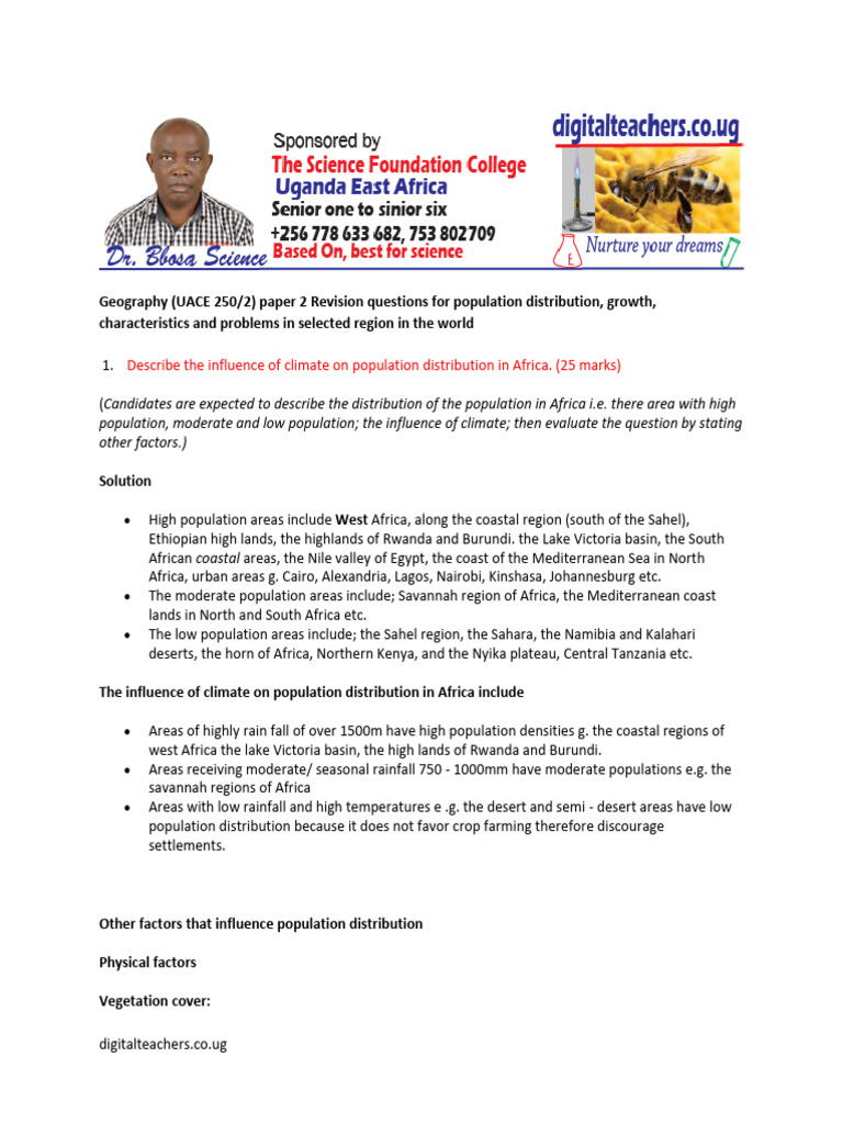 Factors Influencing Africa's Population Distribution | PDF | Cost Of ...