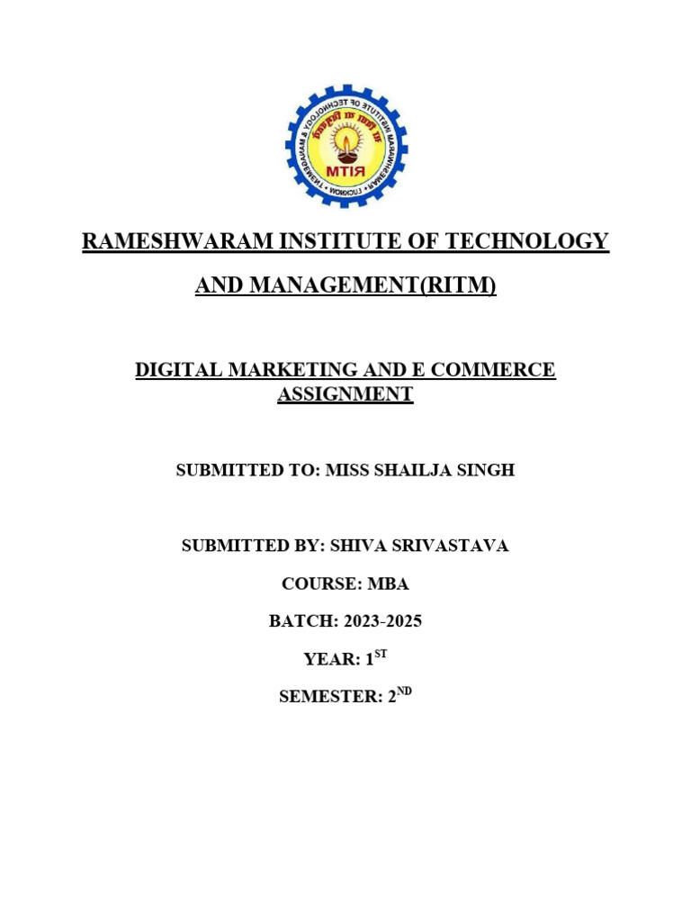 Digital Marketing And E Commerce Pdf Digital Marketing Marketing