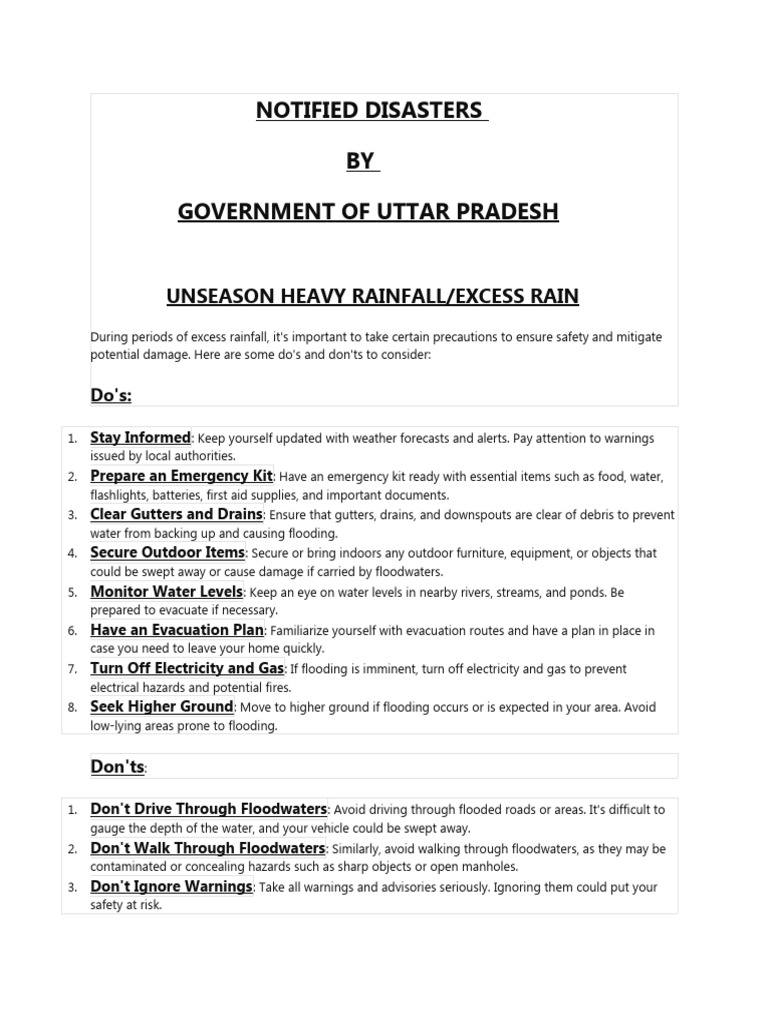 Notified Disasters by Uttar Pradesh Government | PDF