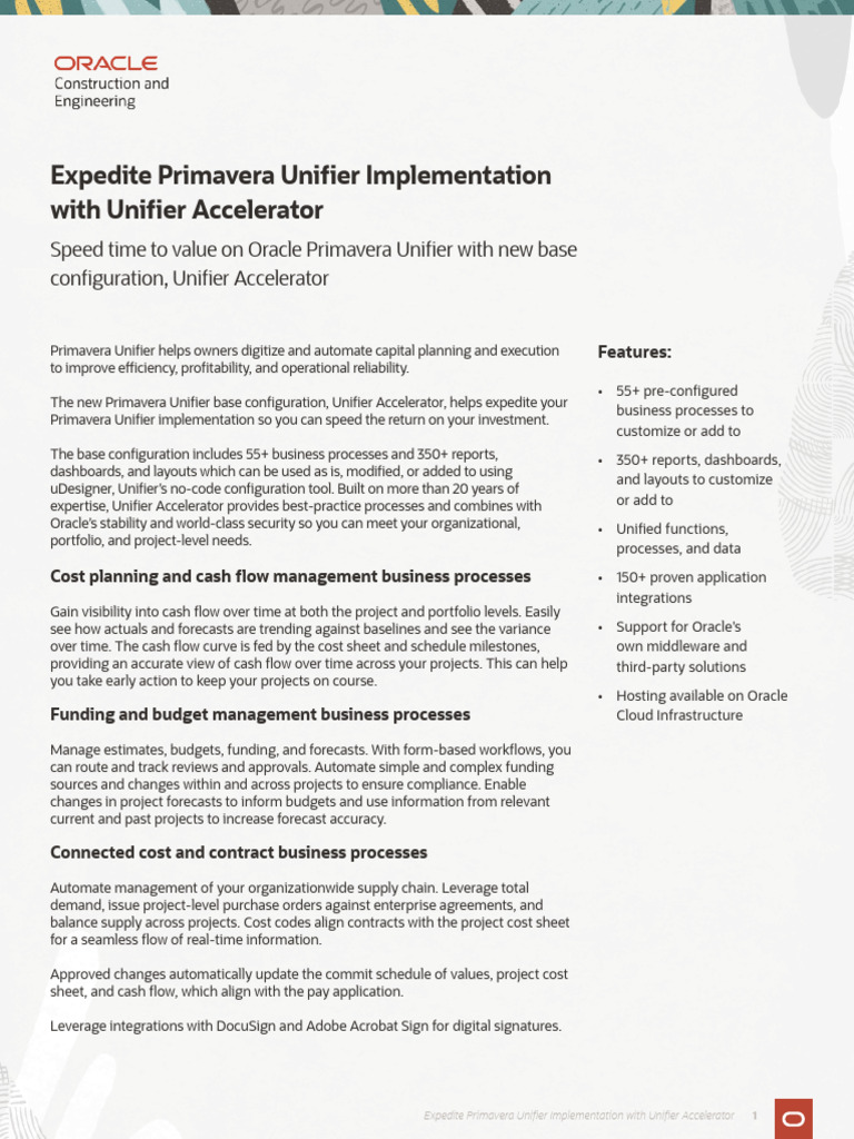 Expedite implementation with primavera unifier accelerator ds pdf