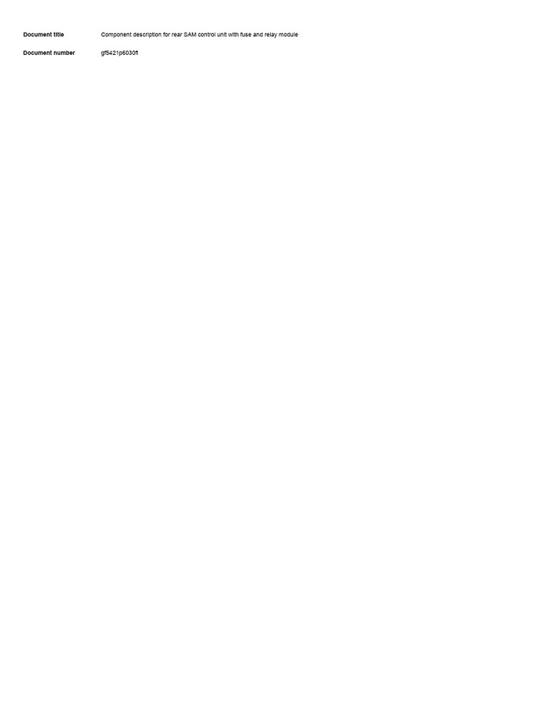 Component Description For Rear SAM Control Unit With Fuse and Relay