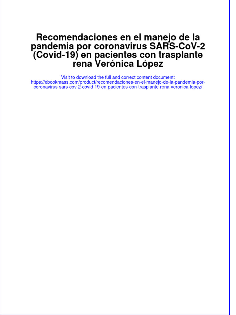Full download Recomendaciones en el manejo de la pandemia por ...