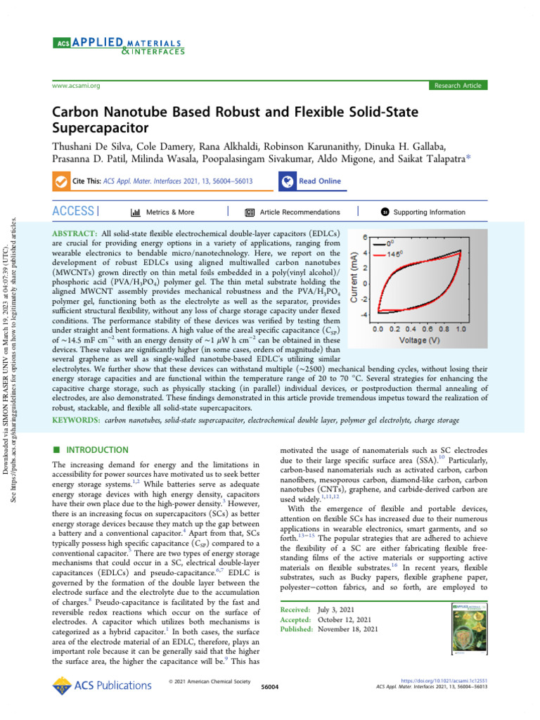 Carbon Nanotube Based Robust and Flexible Solid-State Supercapacitor ...