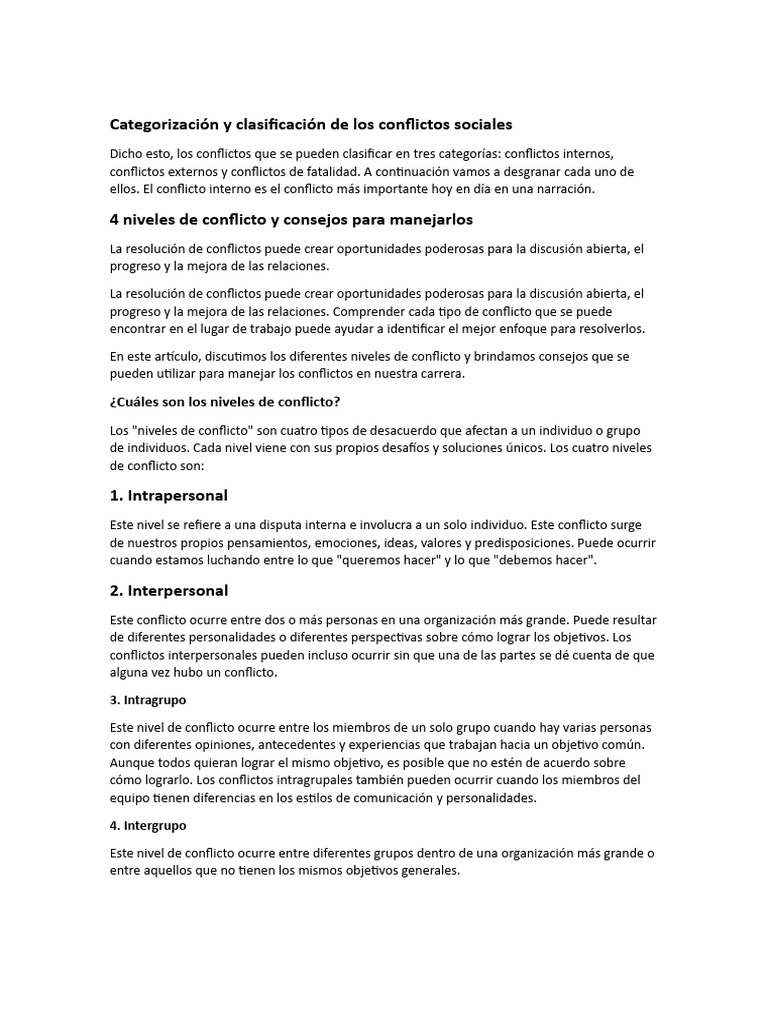 Categorización y Clasificación de Los Conflictos Sociales | PDF ...