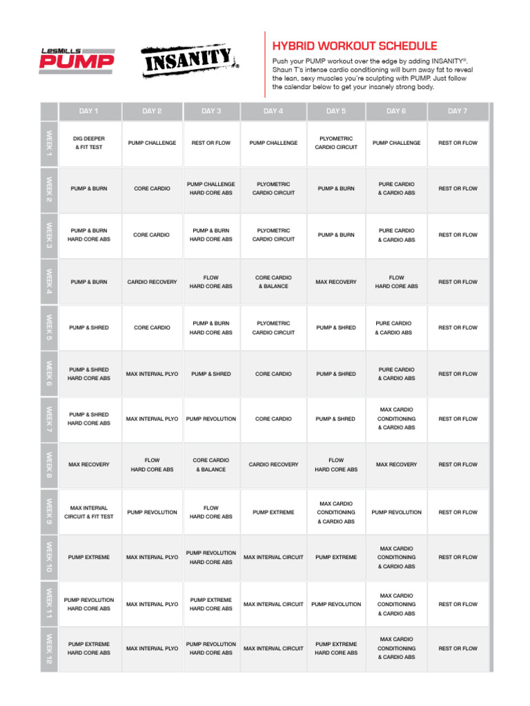 Les Mills Pump/Insanity Hybrid PDF Aerobic Exercise Physical Fitness