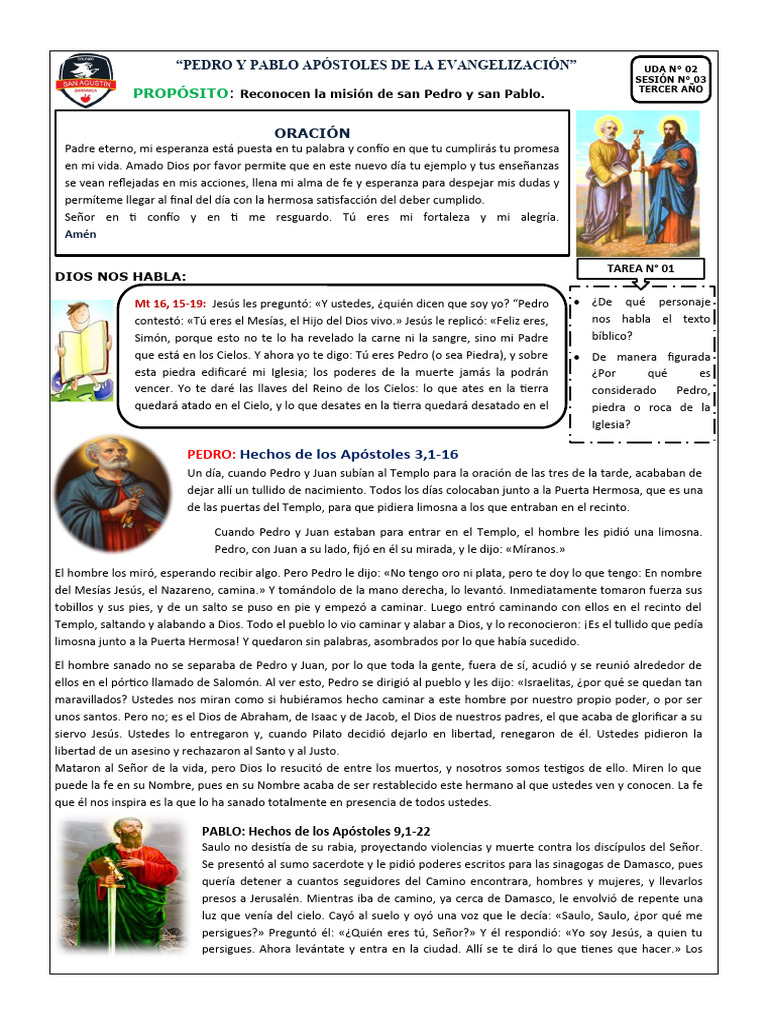San Pedro Y San Pablo Apostoles Tercer Ano Descargar Gratis Pdf