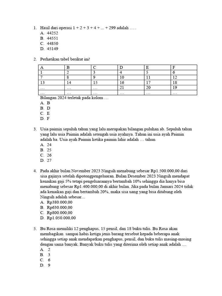 Soal Latihan Osn Pdf