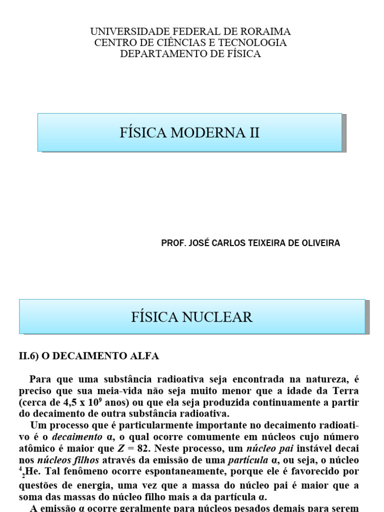 Decaimento Alfa em Física Nuclear | PDF | Radioatividade | Núcleo atômico