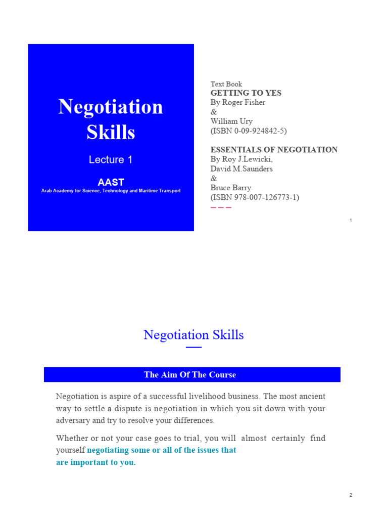 Negotiation Skills Overview and Techniques | PDF | Negotiation | Social ...