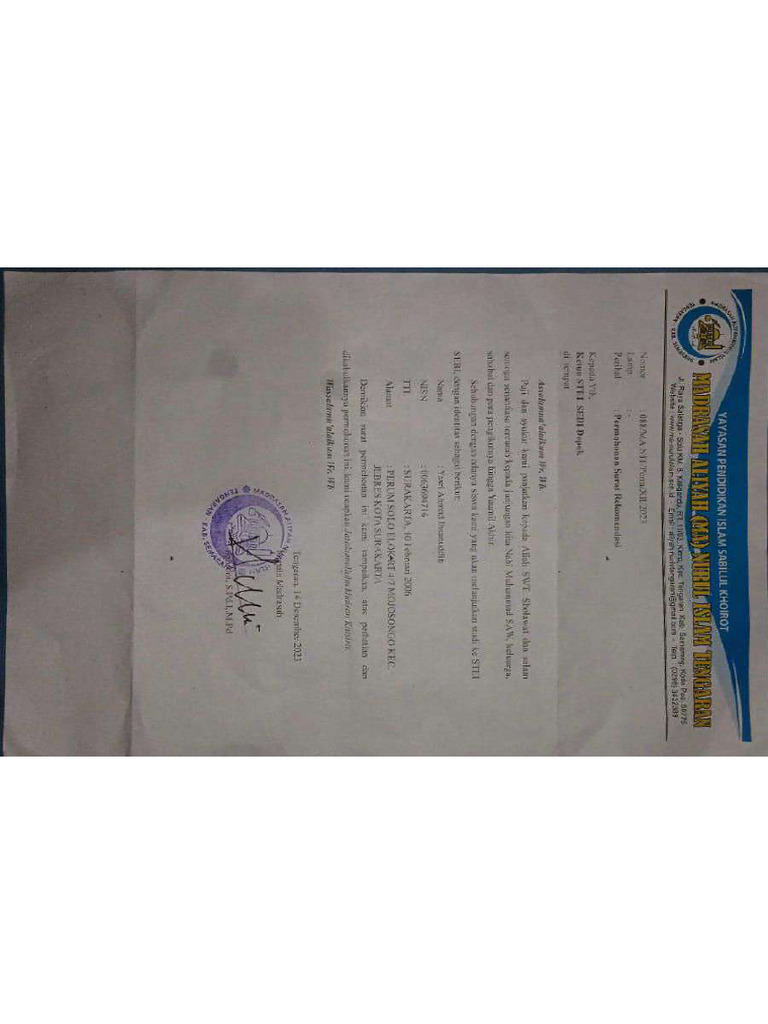 Surat Rekomendasi Pdf