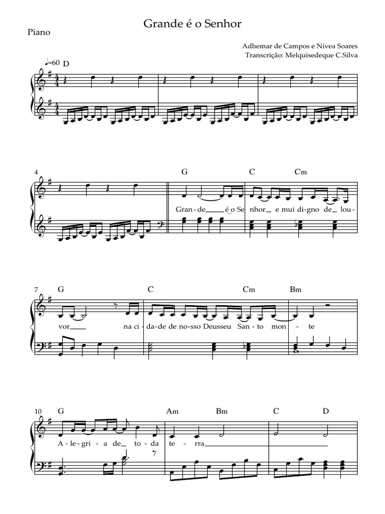Grande É o Senhor - Adhemar de Campos e Nivea Soares - Piano | PDF