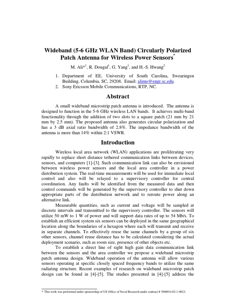 Wideband (5-6 GHZ Wlan Band) Circularly Polarized Patch Antenna For ...