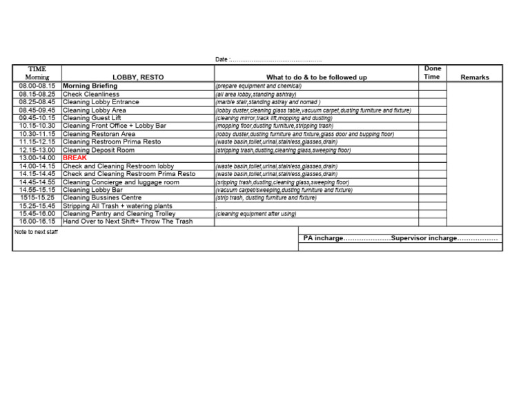 contoh schedule activity | PDF