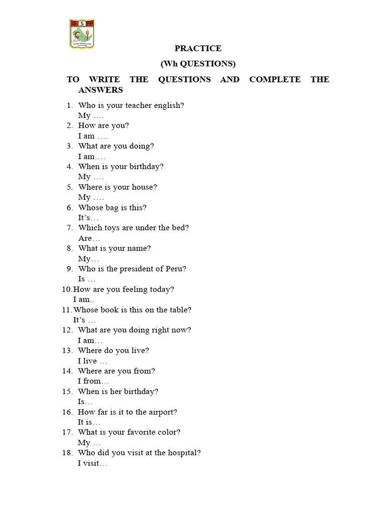 WH Questions | PDF | Language Arts & Discipline