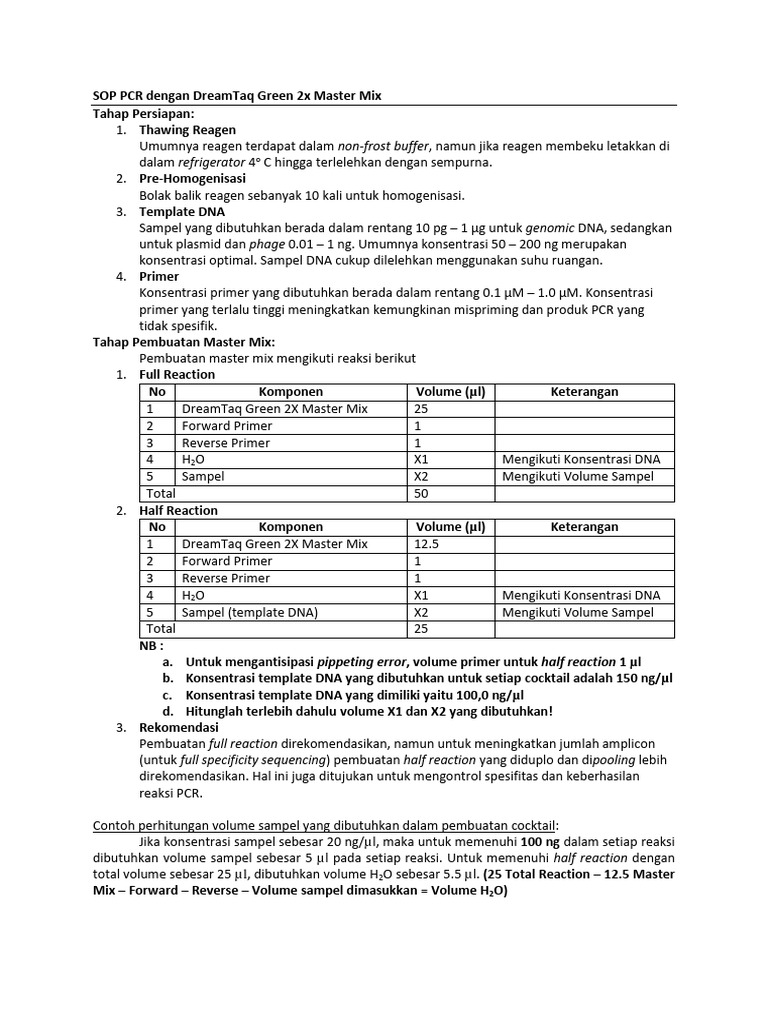 Protokol SOP PCR dengan DreamTaq | PDF