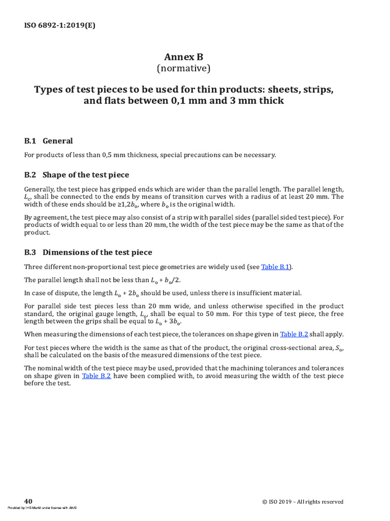 ISO 6892-1:2019 Test Piece Dimensions | PDF | Engineering Tolerance ...