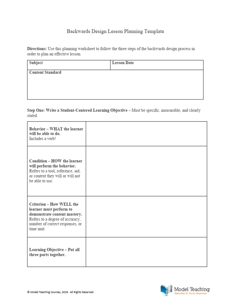 Backwards Design Lesson Plan Template | PDF | Learning | Educational ...