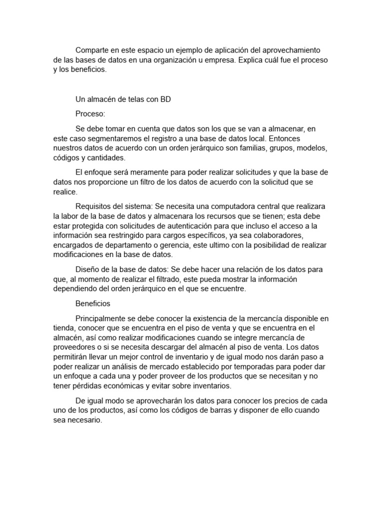 Aprovechamiento de Base de Datos | PDF | Bases de datos | Software