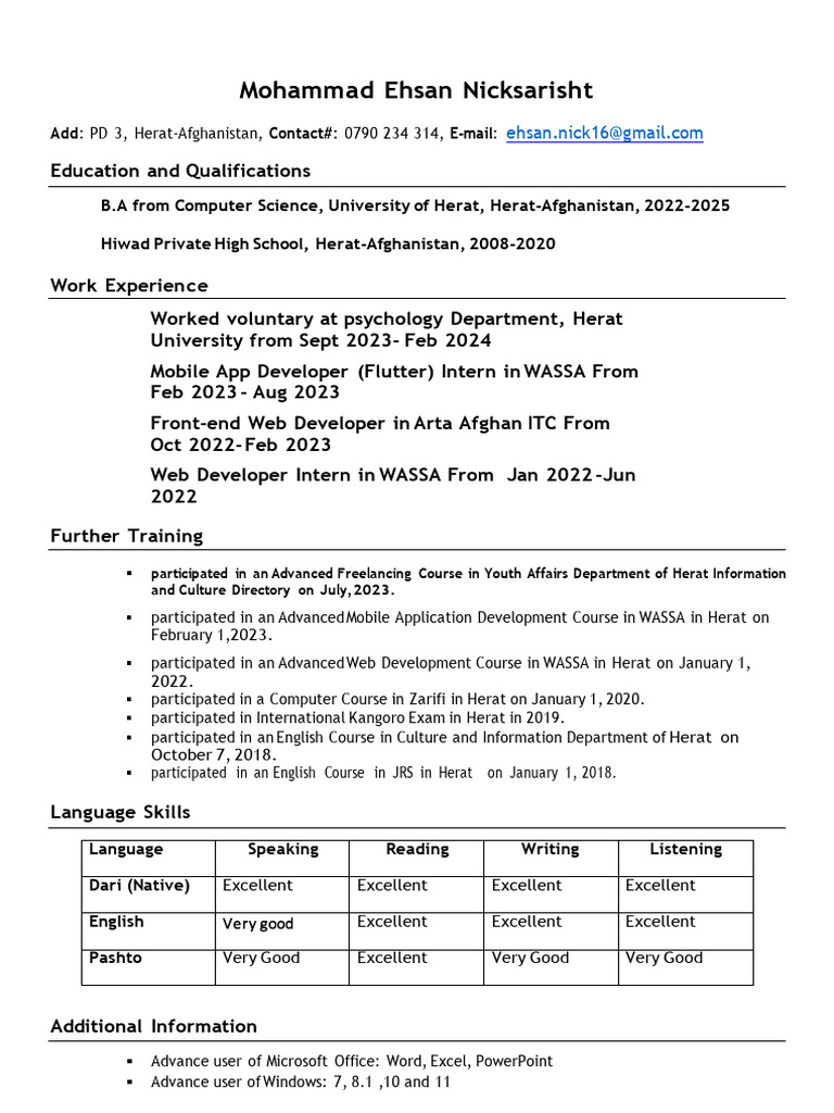 Mohammad ehsan cv pdf mobile app microsoft office