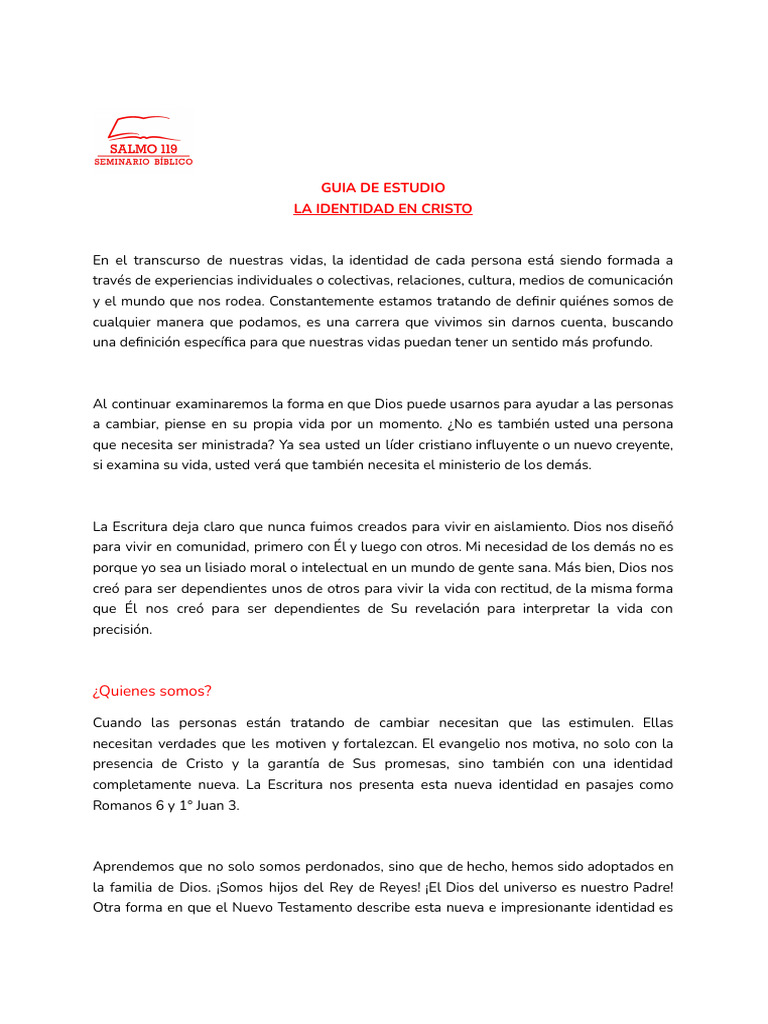 La Identidad en Cristo | PDF | Cristo (título) | Dios