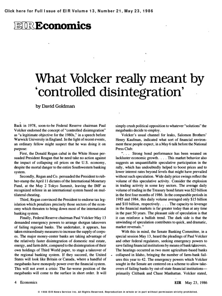 Eirv13n21-19860523 004-What Volcker Really Meant by Con | PDF | Banks ...