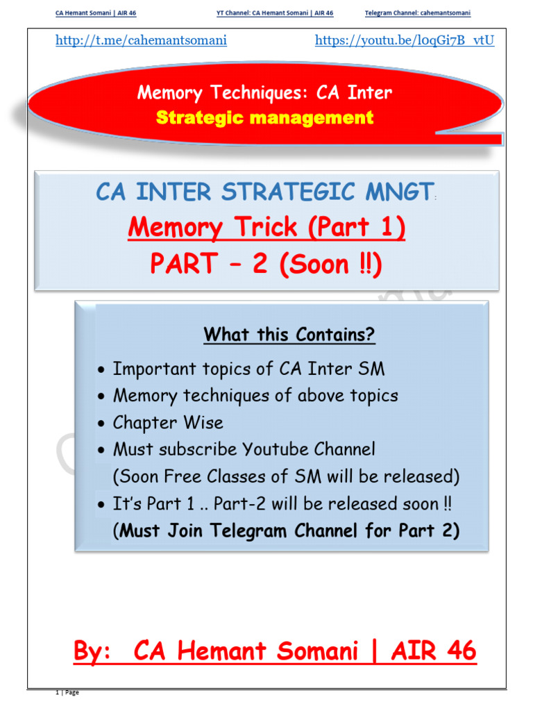 CA Inter SM Memory Techniques | PDF | Logistics | Marketing