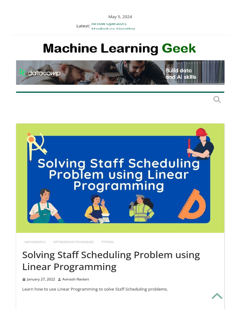 Solving Staff Scheduling Problem Using Linear Programming - Mach | PDF ...
