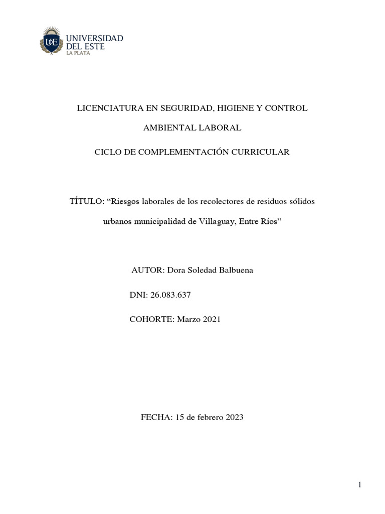 Riesgos laborales en recolección de residuos | PDF | Residuos sólidos ...