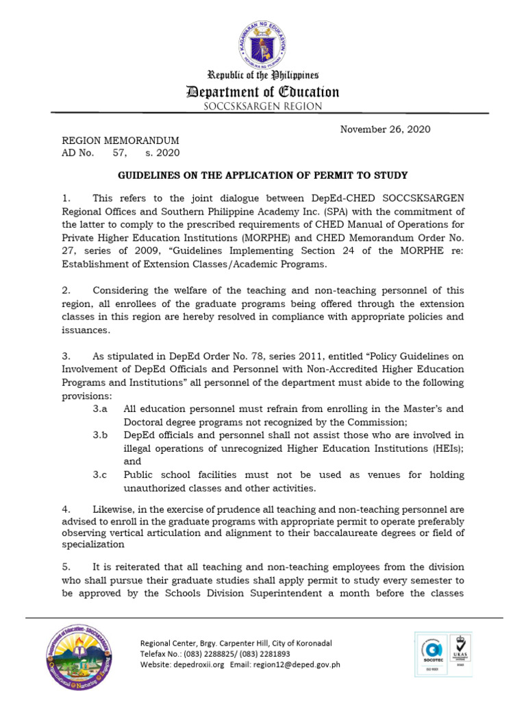 Guidelines for Permit to Study Applications | PDF
