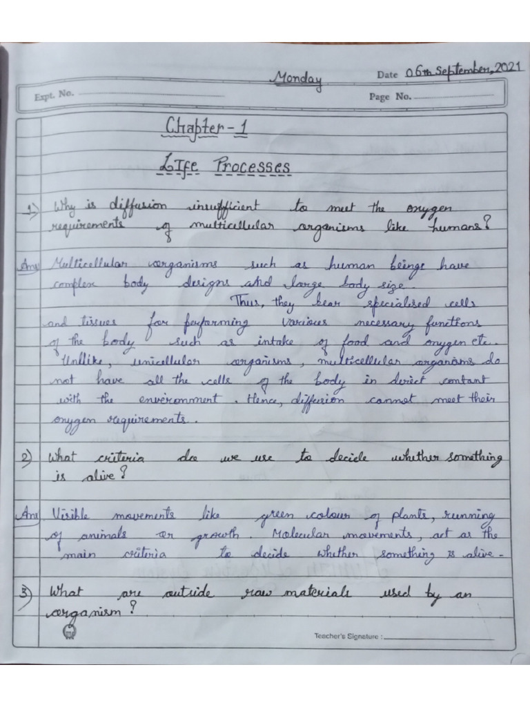 Sakshi Dubey 10th Biology Life Processes Notes | PDF