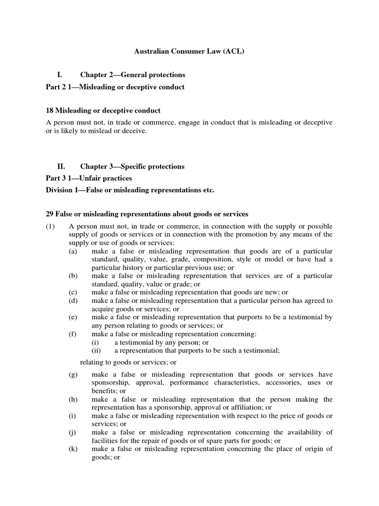 ACL Section 18 Section 29 Remedies | PDF | Deception | Common Law