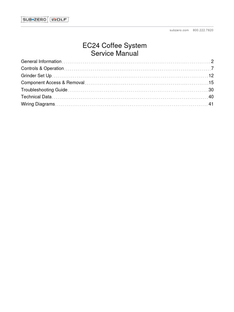 Service Manual - EC24 Coffee System | PDF | Pump | Water Heating