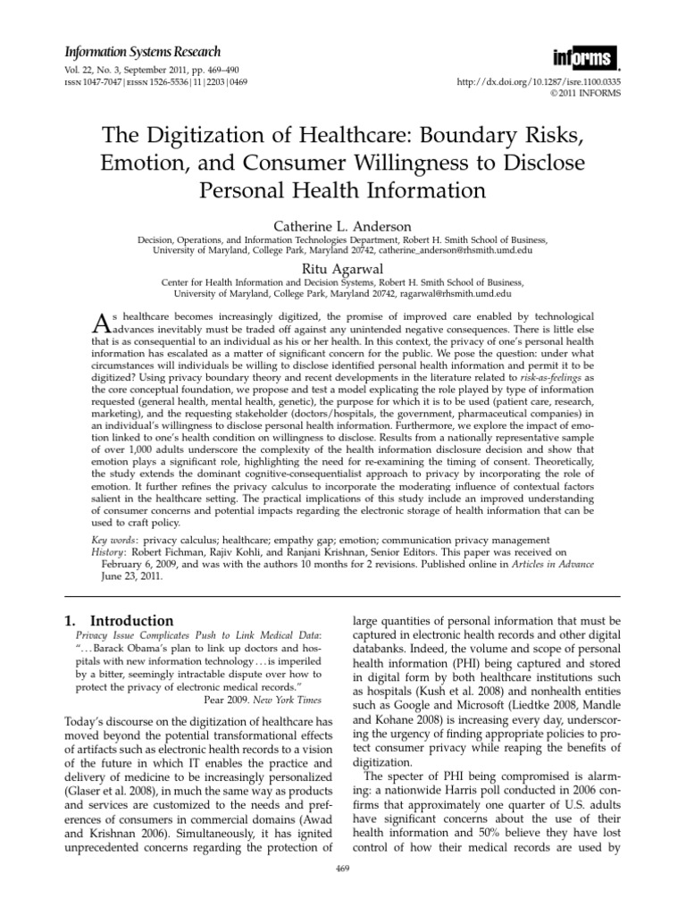 Consumer Willingness to Disclose Health Data | PDF | Privacy | Risk