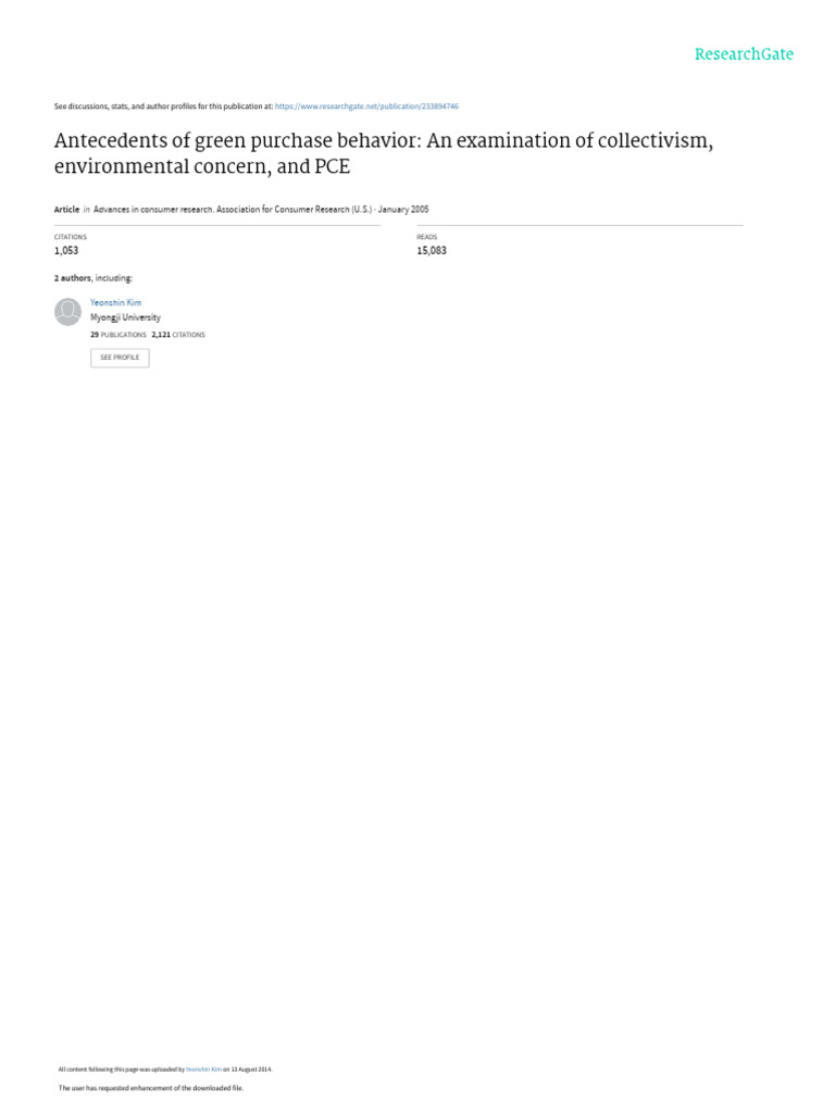 Antecedents of green purchase behavior an examinat pdf behavior