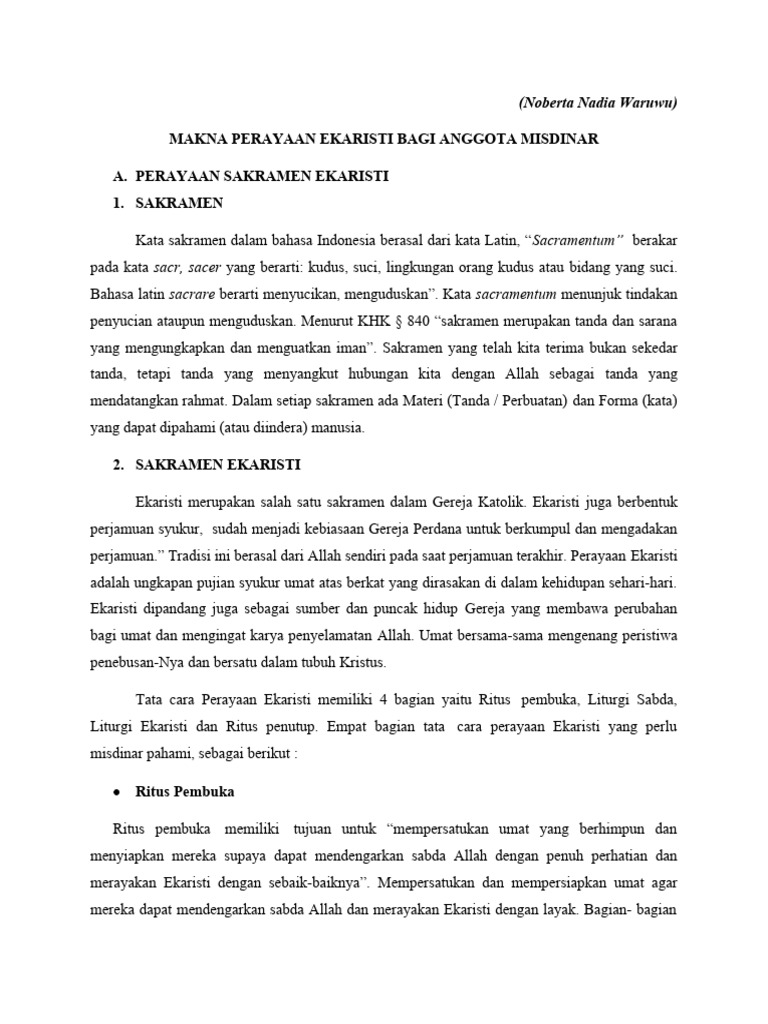 Makna Ekaristi bagi Misdinar Anak | PDF