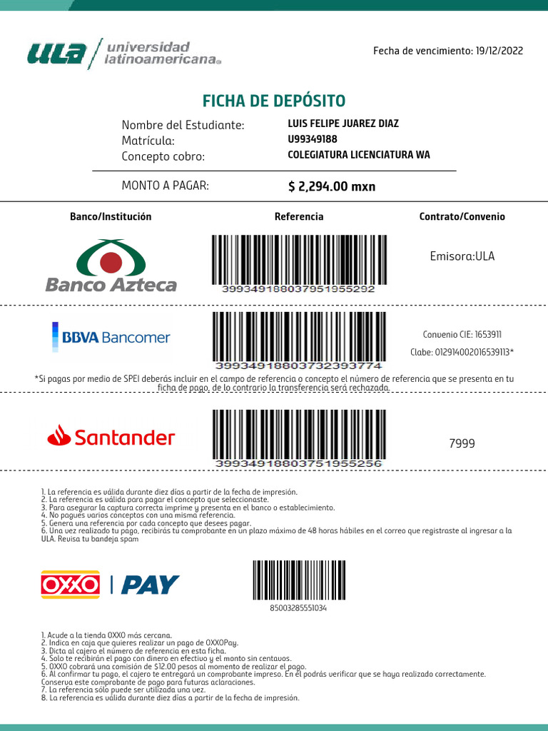 Ficha de Deposito de Pago 4 | PDF | Dinero | Bancario
