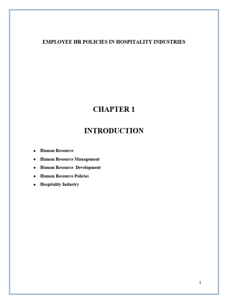 HR Policies in Hospitality Industry | PDF | Human Resource Management ...