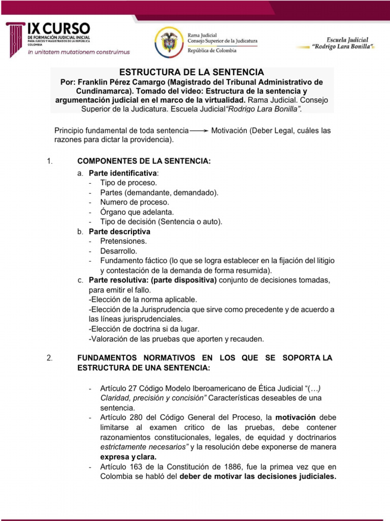 15.resumen Estructura de La Sentencia | PDF | Sentencia (ley) | Juez