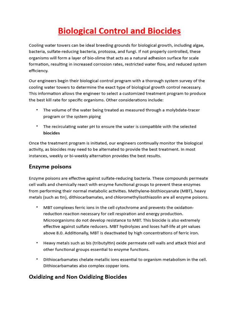 Microbiology Control in CW System and Biocides Mechanisms | PDF ...