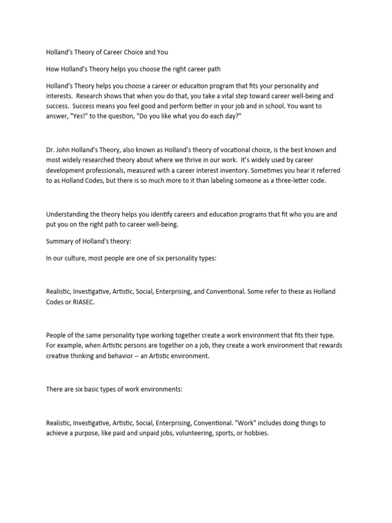 Holland s theor wps office pdf psychology psychological concepts