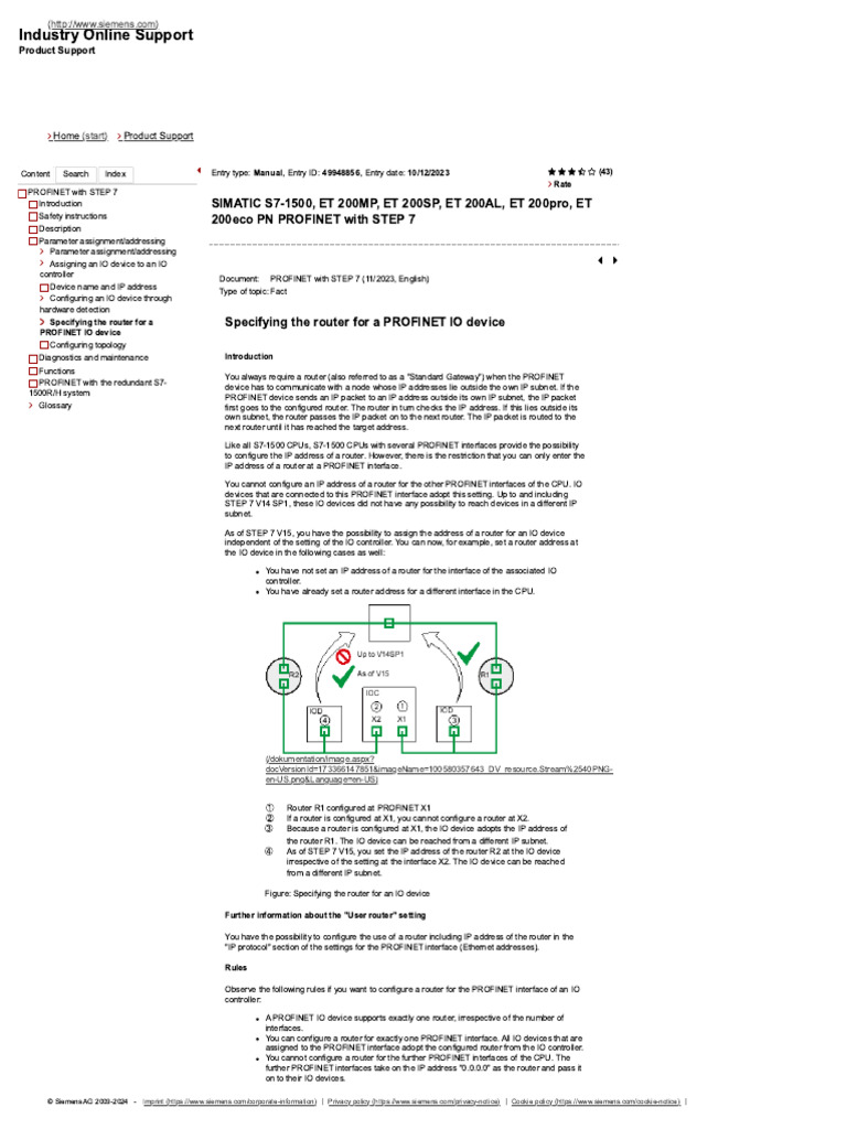 Specifying The Router For A PROFINET IO.. | PDF